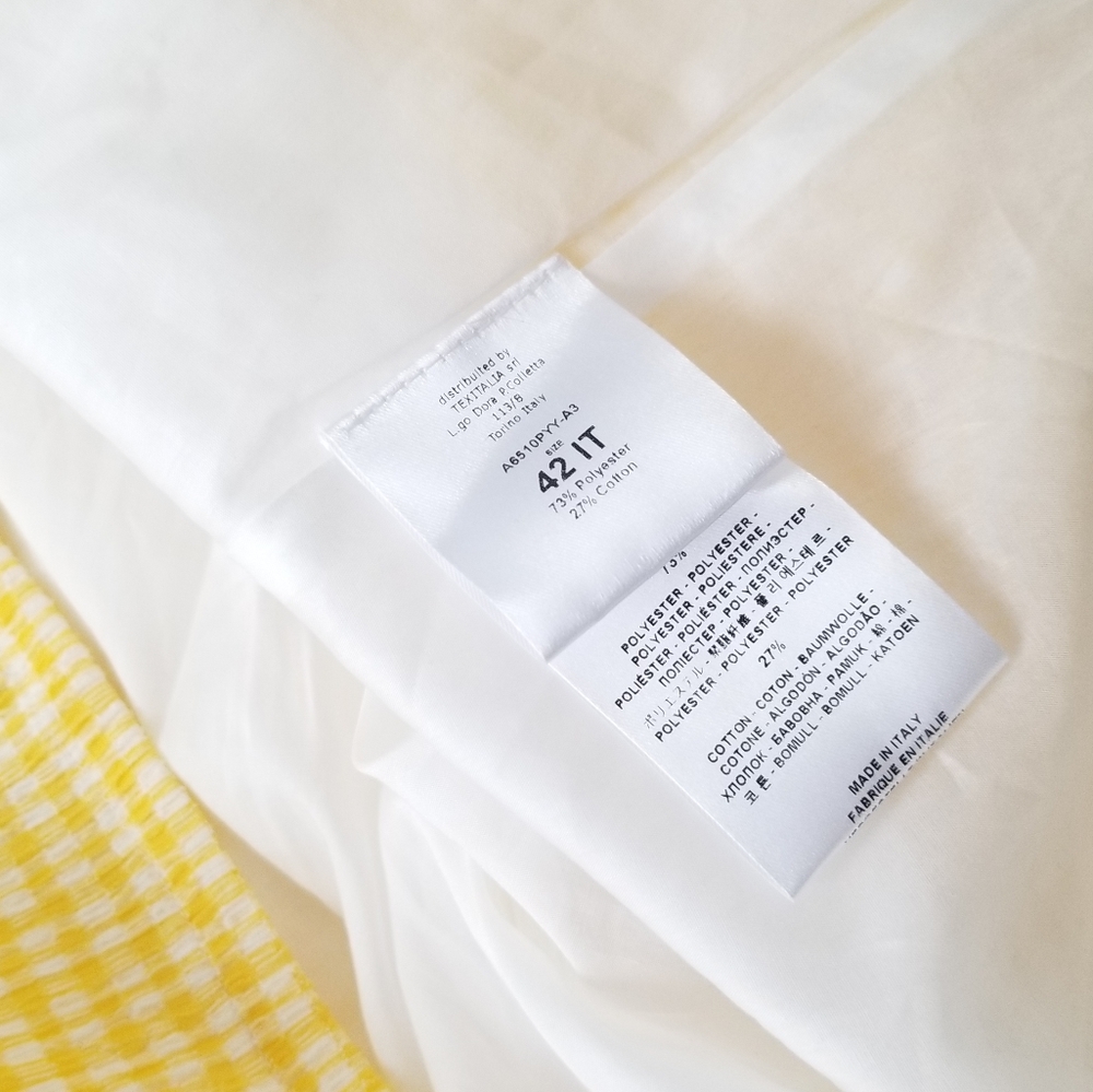 Harris Wharf London Vichy Maxi Gingham Yellow Dress Size 6 - Picture 9 of 10